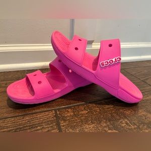 Size 8. Pink crocs sandals